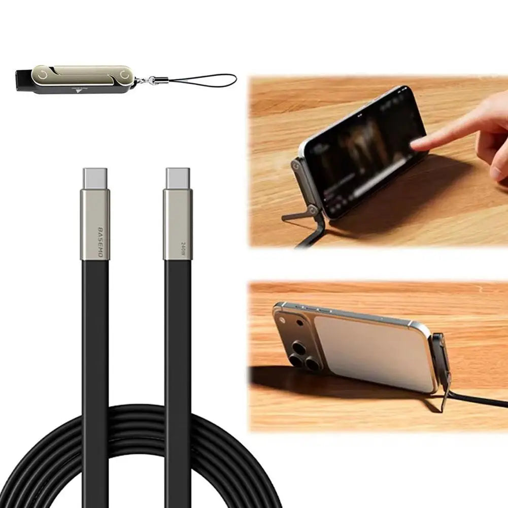 240W Charging Cable With Type-C Magnetic Stand - 2-in-1 Stand Charging Cable For Mobile Phones, Tablets & Gaming Devices Peaceful Pleasures Health and Wellness