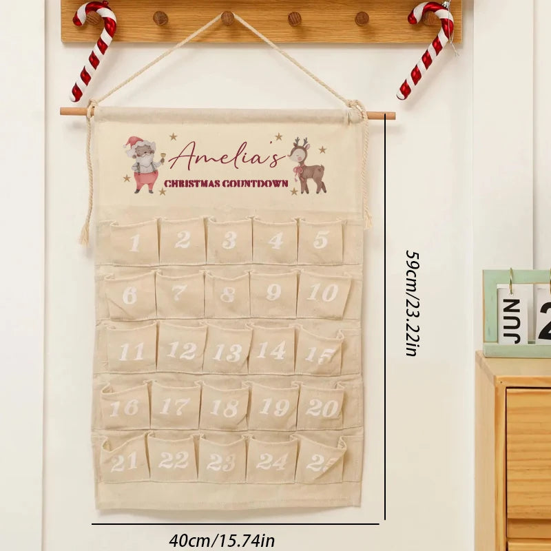 Personalised Christmas Advent Calendar | Kids Countdown Wall Decor Advent Calendar Peaceful Pleasures Health and Wellness