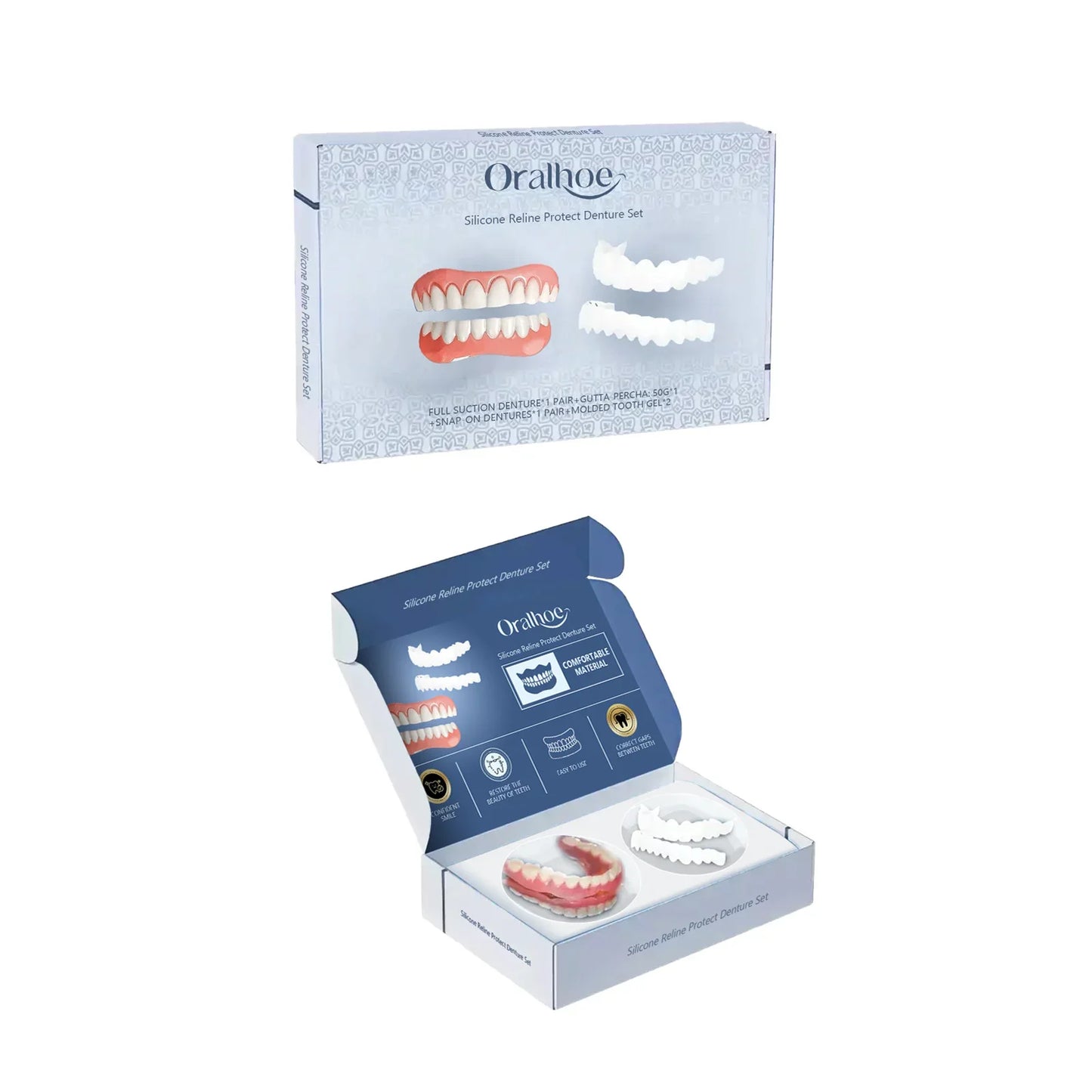Snap-On Silicone Veneers – Adjustable Whitening Denture Kit