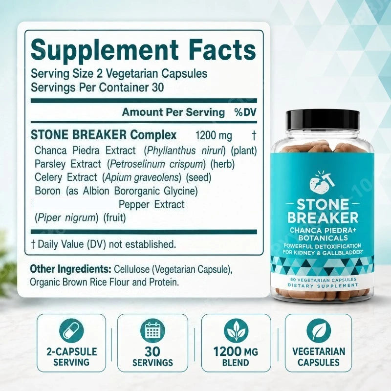 Chanca Piedra Herbal Capsules with Parsley & Celery Seed | 60ct