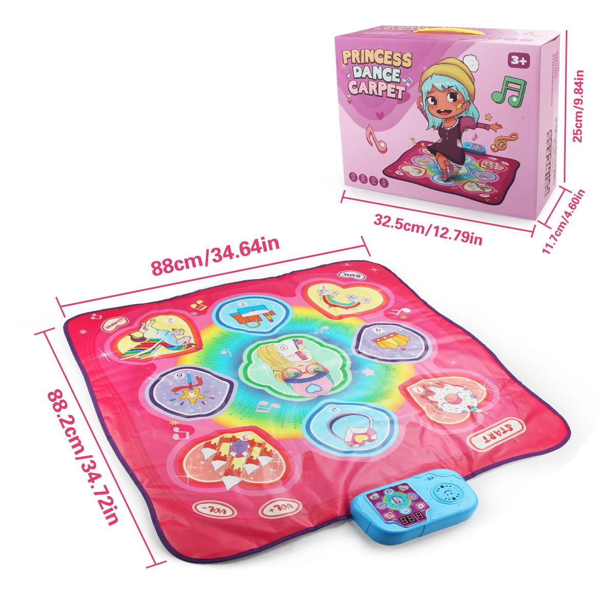 90x90cm Large Elecrtic Dancing Blanket Lights Baby Play Mat Keyboard