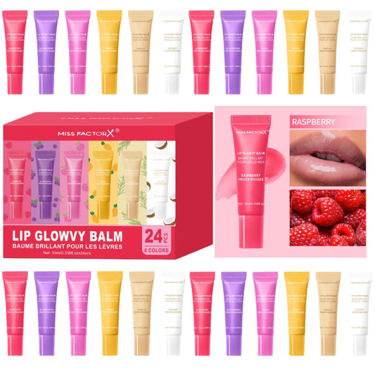 24pcs/box 6-color moisturizing lip gloss - Long lasting moisturizing, nourishing lips, glossy effect, women's gift choice Peaceful Pleasures Health and Wellness
