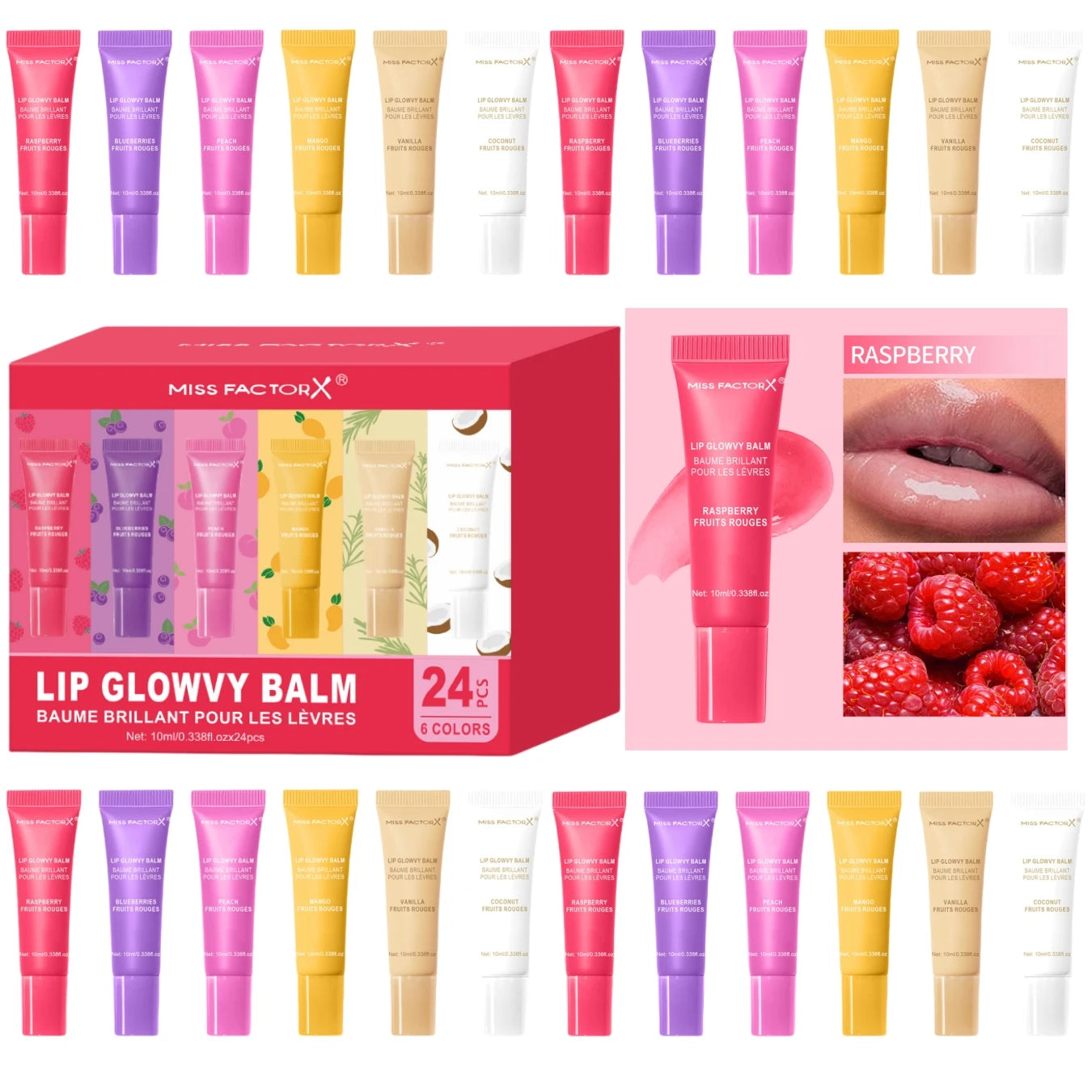 24pcs/box 6-color moisturizing lip gloss - Long lasting moisturizing, nourishing lips, glossy effect, women's gift choice Peaceful Pleasures Health and Wellness