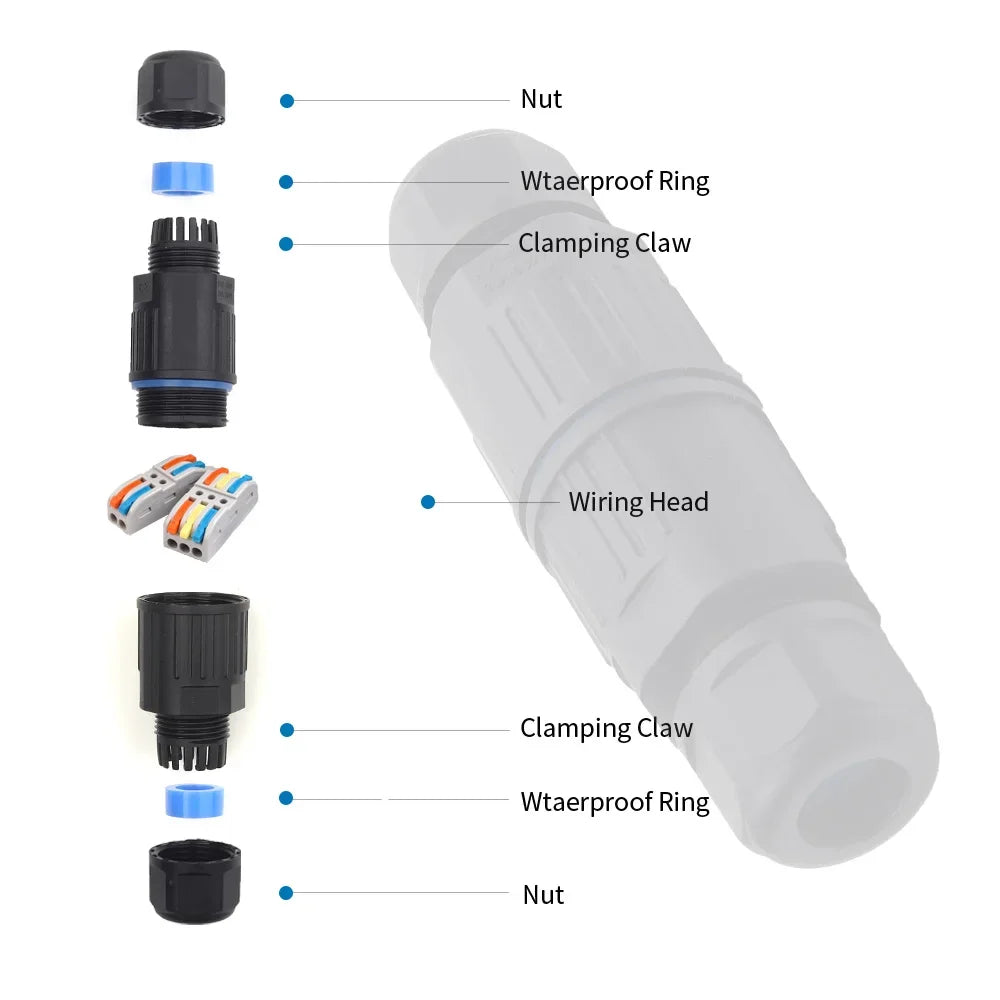 IP68 Waterproof Cable Connector – 2/3 Pin Quick Wire Terminal