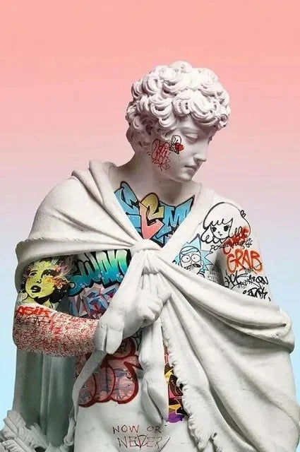 Statue of David Graffiti Art Canvas Print | Street Wall Art