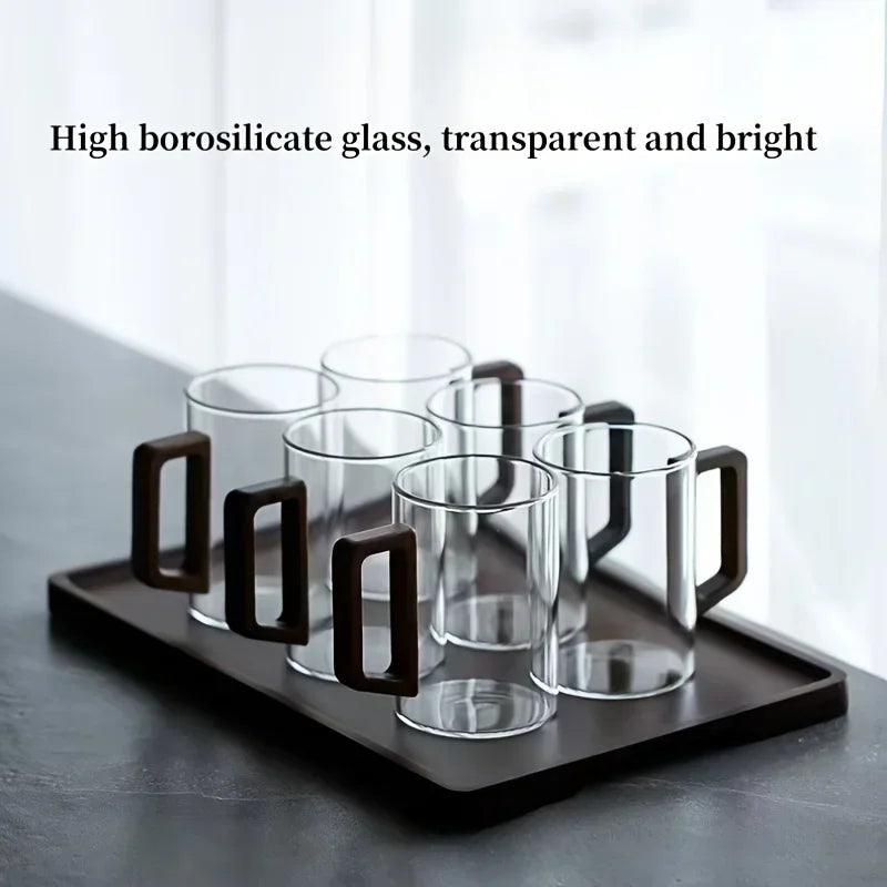 400ml Walnut Handle Glass Cup Heat-resistant Cup for Home Use Tea Making Cup Office Drinking Cup Peaceful Pleasures Health and Wellness