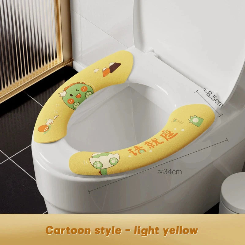 Cartoon Toilet Seat Cover Cushion – Soft Washable Plush Pad (1 Pair)
