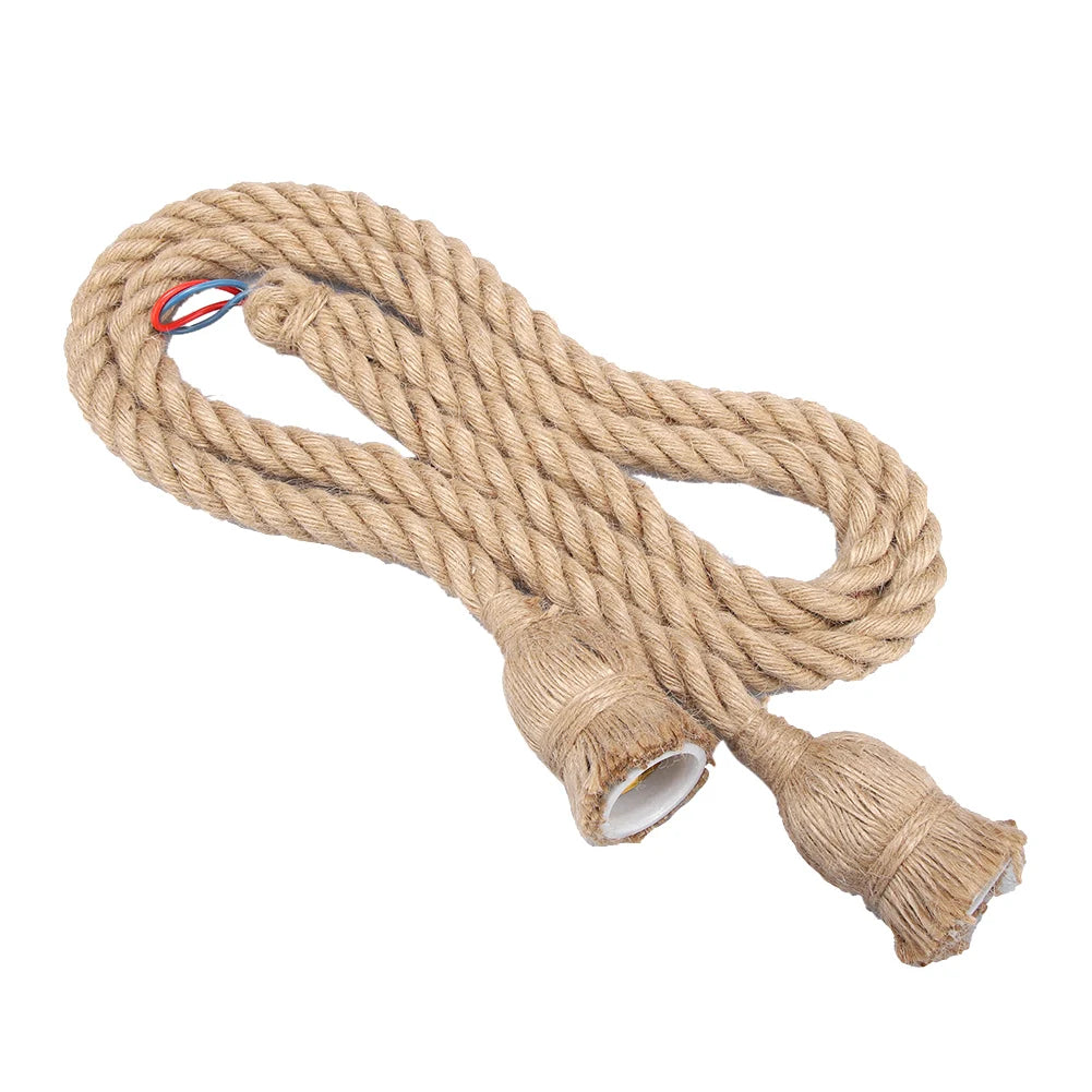 2m E27 Vintage Hemp Rope Ceiling Light Base Pendant Lamp Bulb Holder 85-265V Lamp Holder Lamp Base Peaceful Pleasures Health and Wellness