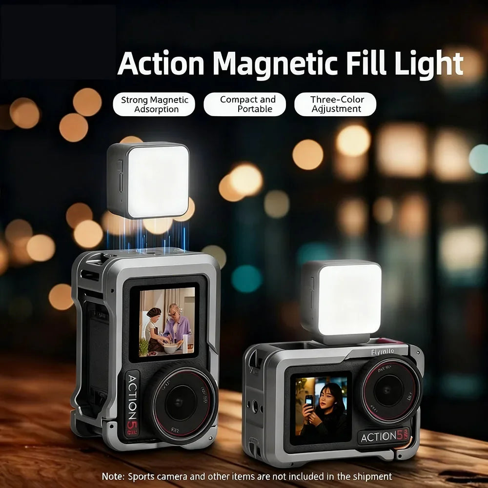 Portable Three-Level Magnetic LED Fill Light for DJI Osmo Pocket 3 Dimming Brightness Photography Lighting Light Accessories Peaceful Pleasures Health and Wellness