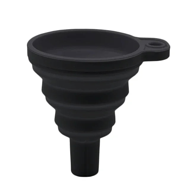 Collapsible Silicone Car Funnel – Universal Foldable Oil Funnel Automotive Funnel Peaceful Pleasures Health and Wellness black