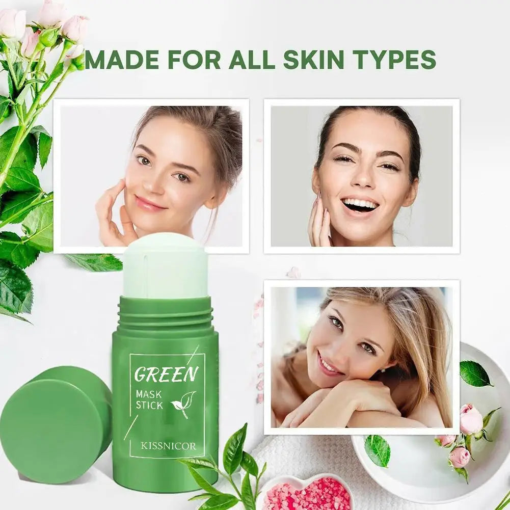 Face Clean Mask Green Tea Cleansing Stick Mask Shrink pores Deep Blackhead Remover facial Cleansing Moisturizing Mask 40g Peaceful Pleasures Health and Wellness
