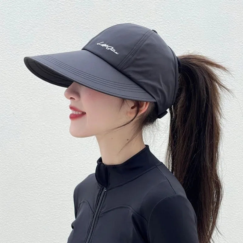 Women's Ventilated Open Top Sun Hat | Ponytail Baseball Cap