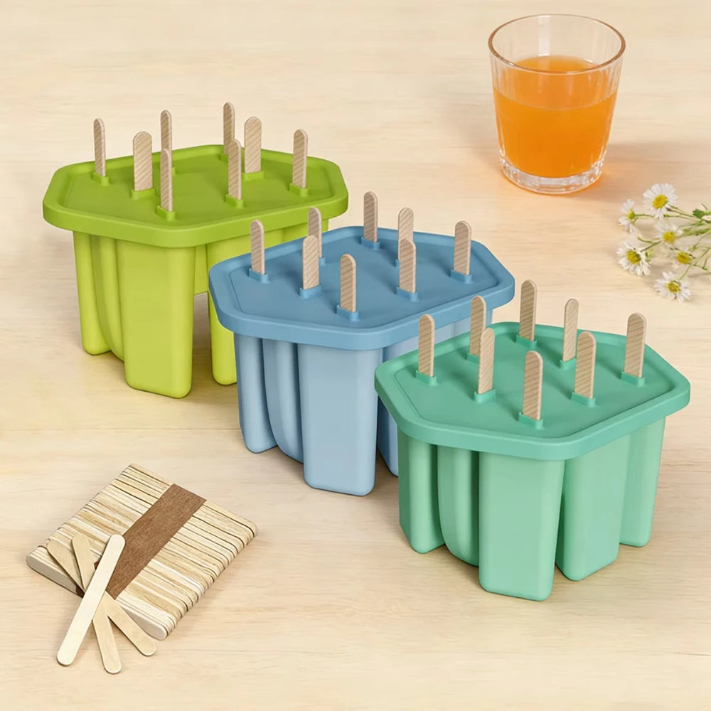 8 Holes Popsicle Molds Silicone Ice Pop Mold Popsicle Mold Reusable Easy Release Ice Pop Make Ice Mold Peaceful Pleasures Health and Wellness