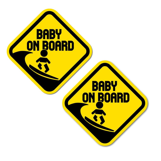 2PCs 110 mm x 110 mm Surfing Baby On Board Sticker for Car Peaceful Pleasures Health and Wellness Default Title