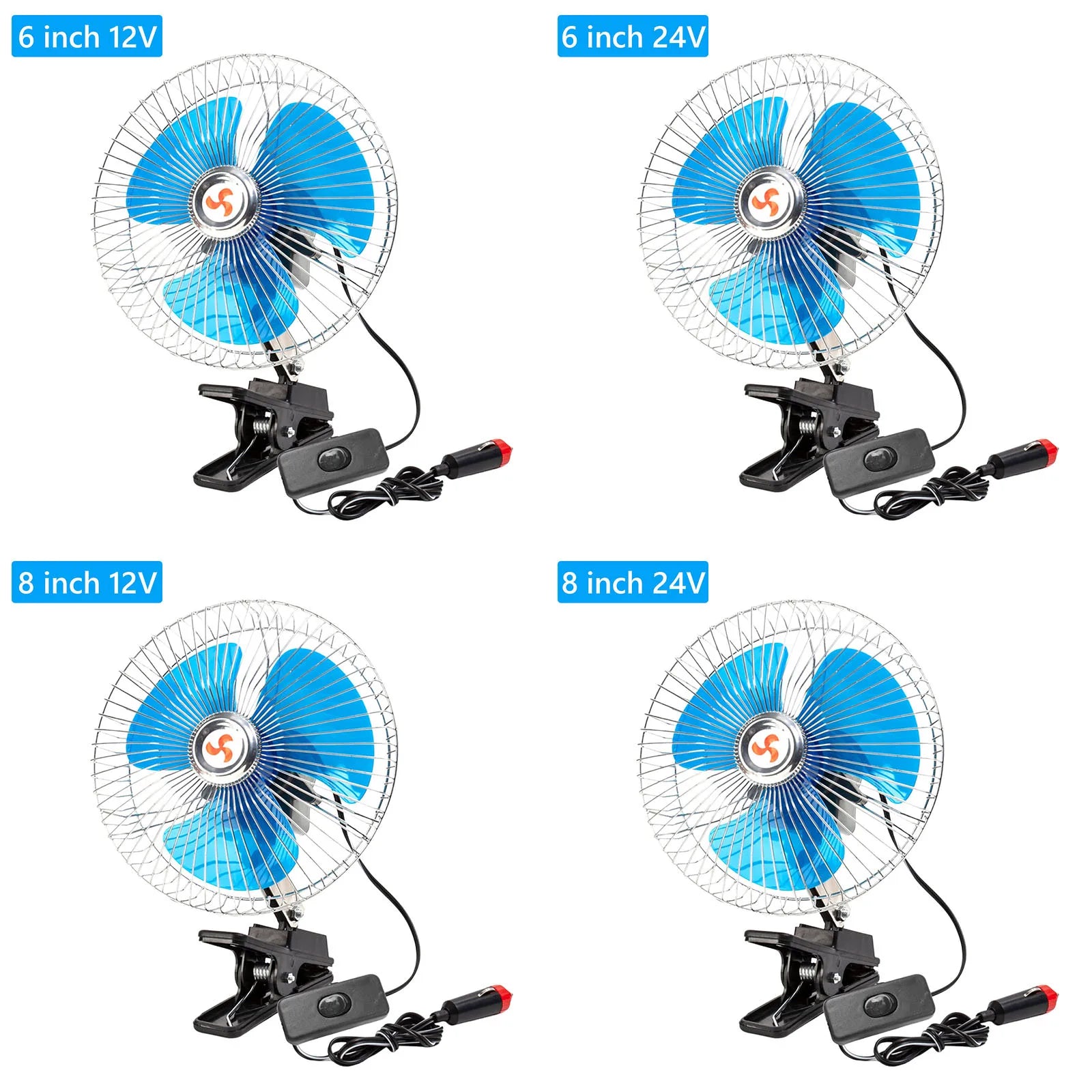 DC Desk Fan Auto Oscillating Head Portable Oscillating Fans 2-Speed Heavy Duty Cars Fans Clip-On for RV Truck SUV and Vehicles Peaceful Pleasures Health and Wellness