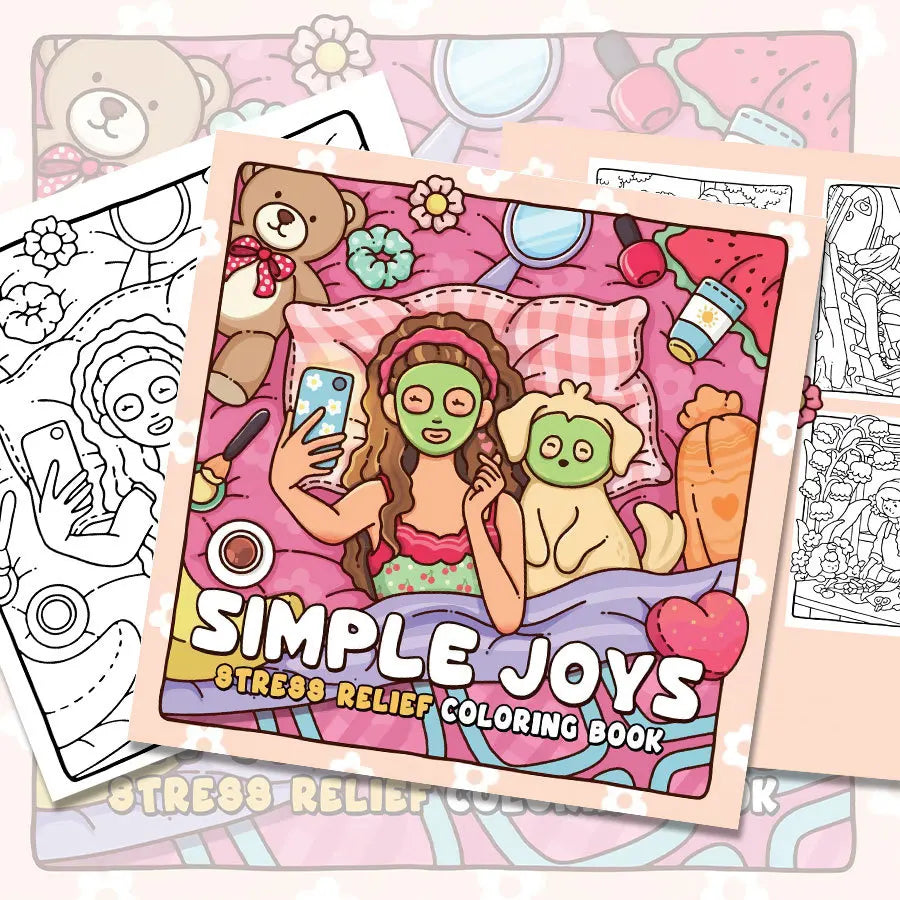 Cute Girl Pets Coloring Book Stress Relief Simple Joys Drawing