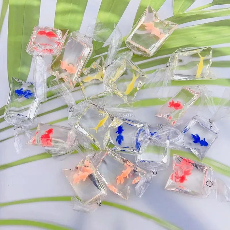 1pcs Coral Fish Bag Resin Charms Ocean Transparent Small Fish in Water Bag Jewelry Pendant Jewelry Handmade DIY Material Decor Peaceful Pleasures Health and Wellness