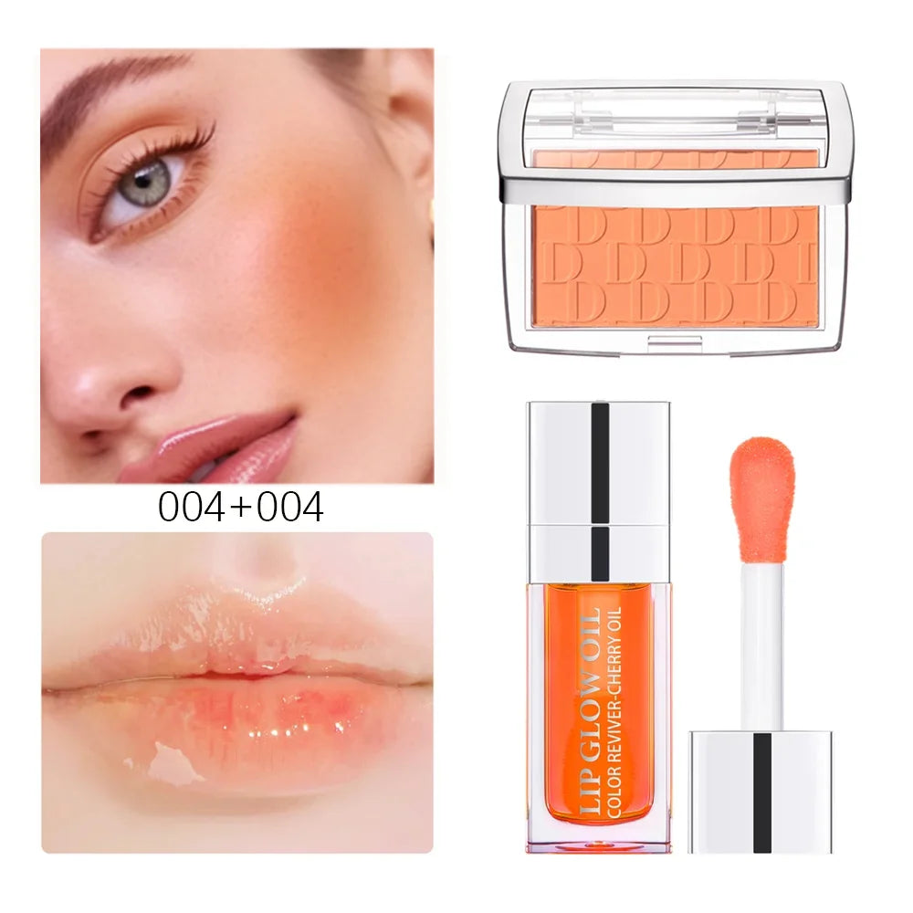 ibcccndc Lip Glow Oil & Matte Blush Set | Plumping Lip Gloss Duo Lip & Blush Set Peaceful Pleasures Health and Wellness 004