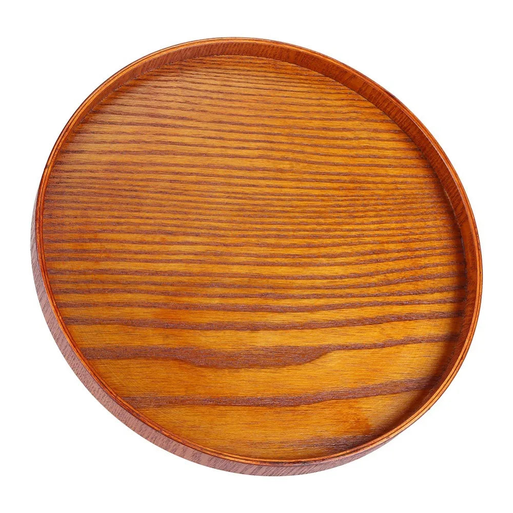 Round Rustic Wooden Serving Tray | Natural Wood Home Décor