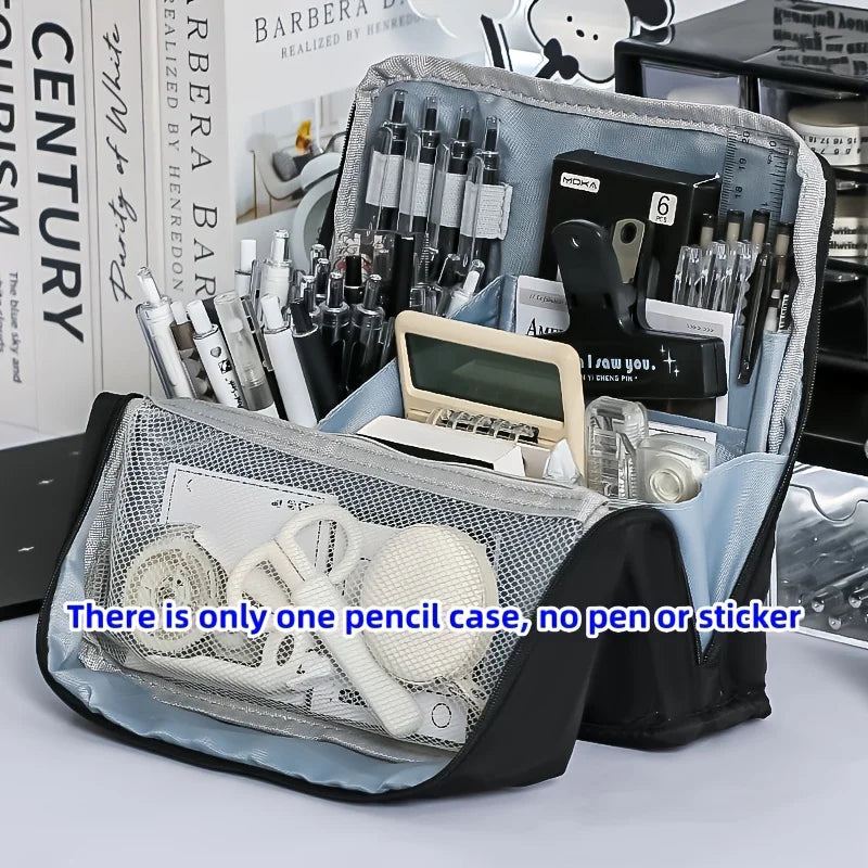 Large Washable Pencil Case Organizer | Multi Compartment Bag