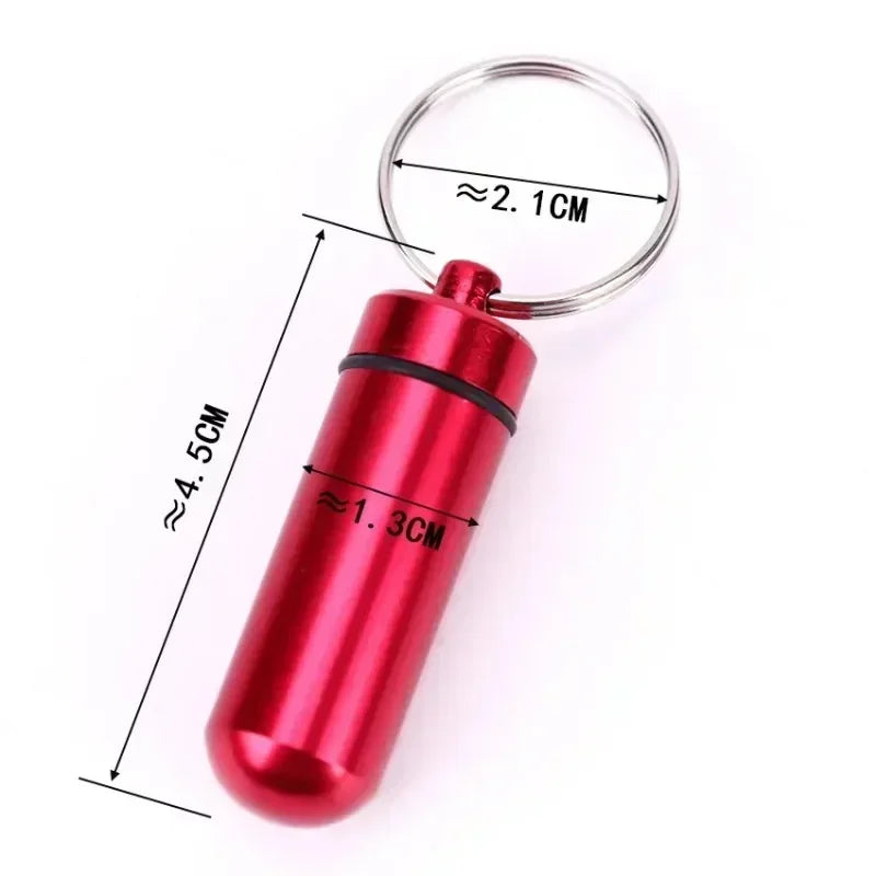 6pcs New High Quality Portable Mini Waterproof Aluminum Bottle Case Holder Keychain Tablet Storage Box Blue Peaceful Pleasures Health and Wellness