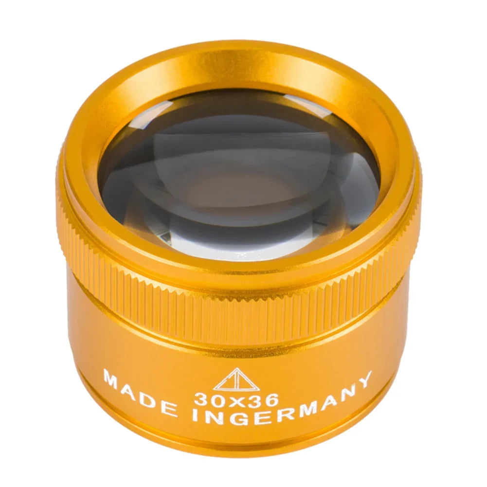 30X 36mm Magnifying Glass for Precision Work K9 Optical Lens Monocle Watch Magnifier Loupe Handheld Coin Stamps Jewelry Loupe Peaceful Pleasures Health and Wellness 1PC Gold