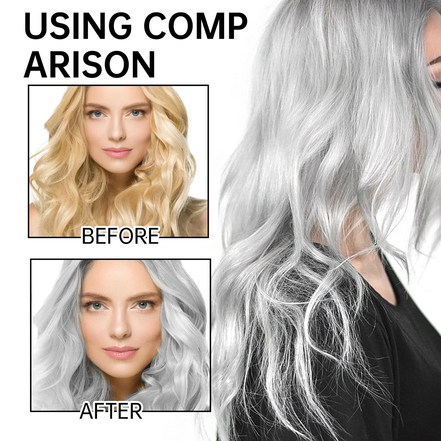 Smoky Silver Grey Hair Dye Cream 100ml - Quick Coloring, Long-Lasting & No Damage DIY Styling for Professional Look. Peaceful Pleasures Health and Wellness