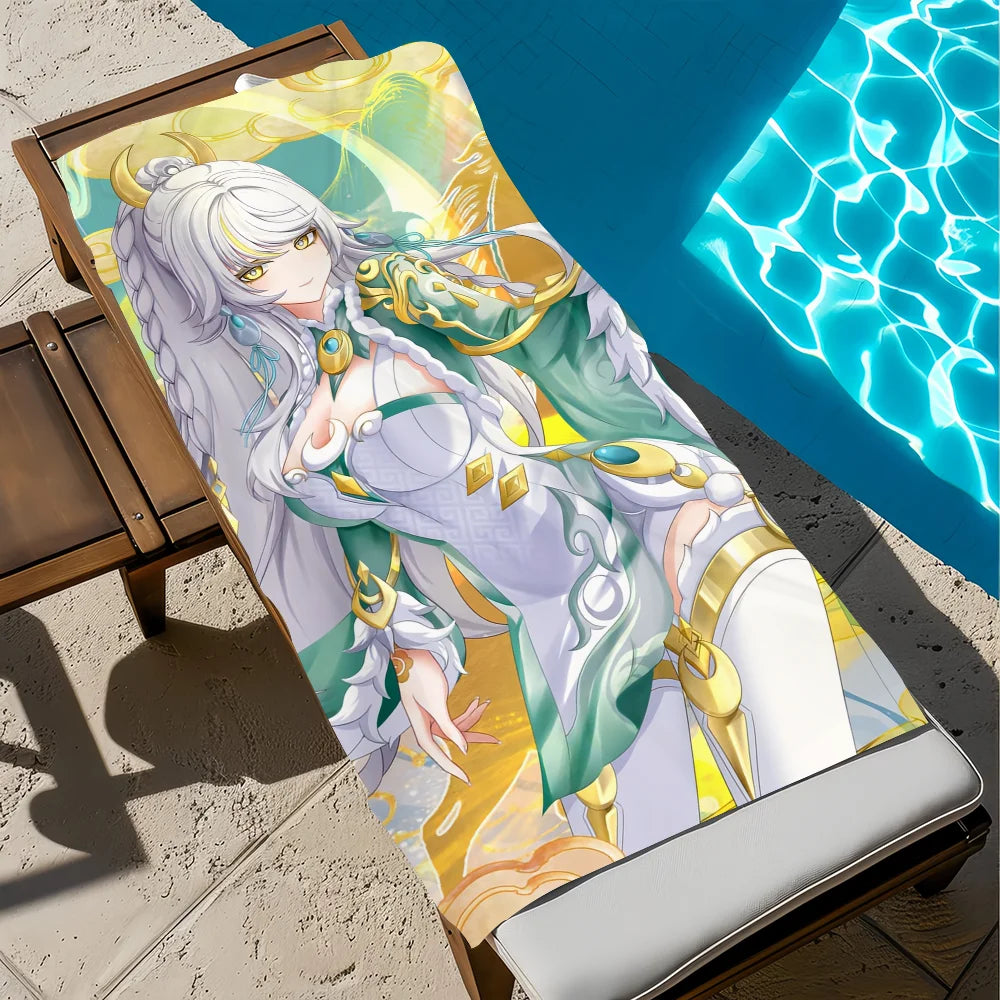 Genshin Impact Zibai Quick-Dry Beach Towel | Multi-Size Quick-Dry Beach Towel Peaceful Pleasures Health and Wellness z10 STJ70x140CM
