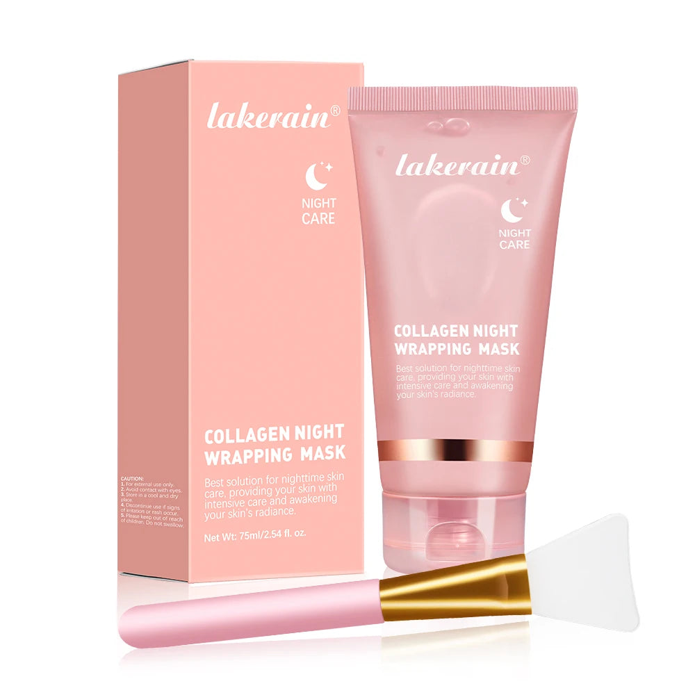 Collagen Facial Mask And Brush Set Rejuvenates Moisturizes Brightens Skin For Glowing Elasticity Korean Face Care Treatment Peaceful Pleasures Health and Wellness and brush