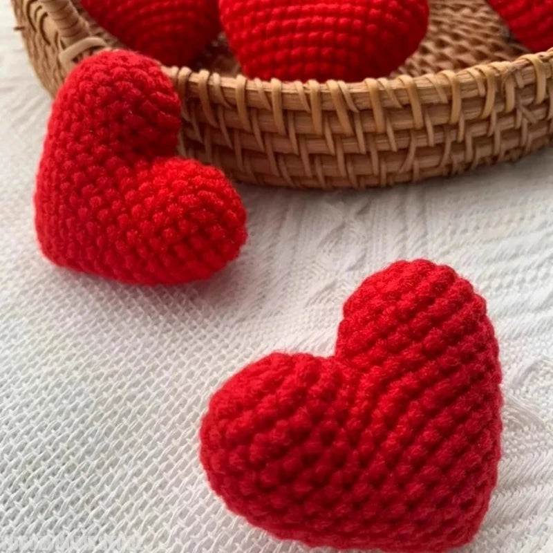 Handmade Crochet Heart Appliques 8 Pcs | Wool DIY Craft Hearts