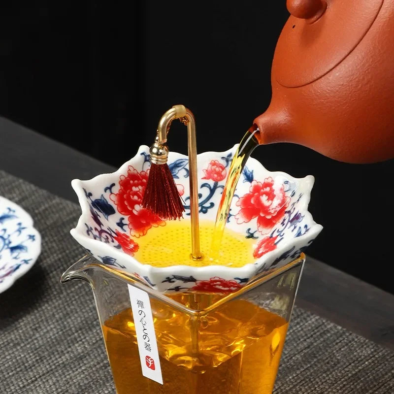 Creative Blue and White Porcelain Umbrella-shaped Ceramic Filter Tea Strainer Gongfu Tea Set Accessories Rotating Tea Filter Peaceful Pleasures Health and Wellness