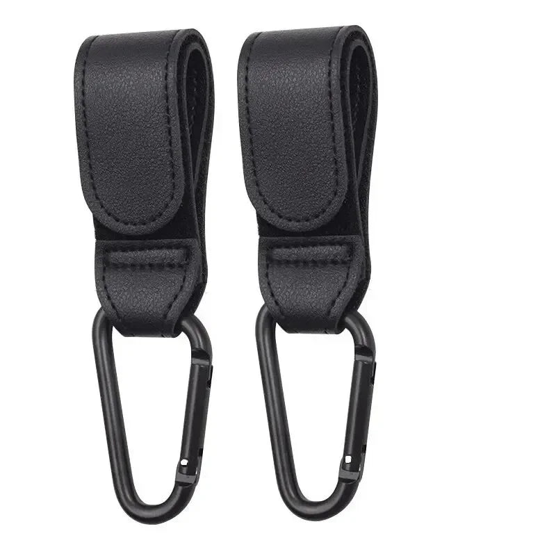 PU Leather Stroller Hooks – Adjustable Bag Hangers, 2 Pack
