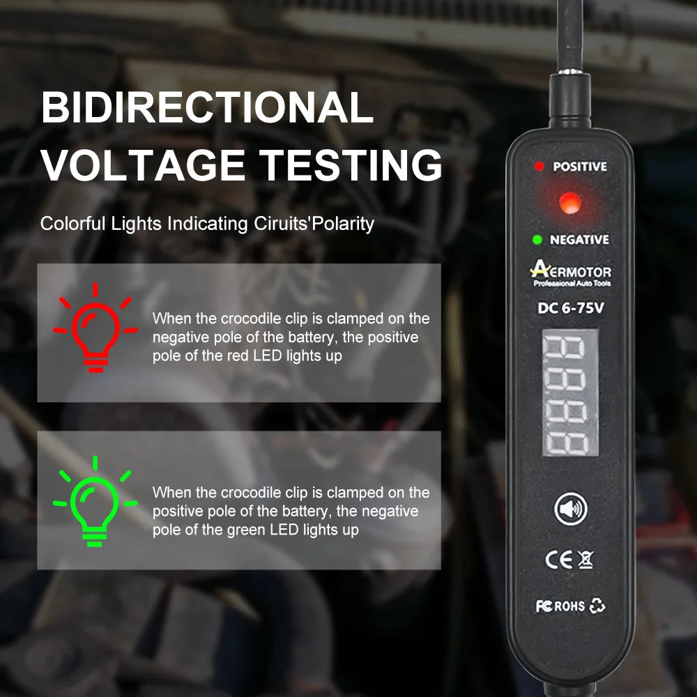 Aermotor EM289 Car Circuit Tester DC 6-75V LED Voltage Test Pen