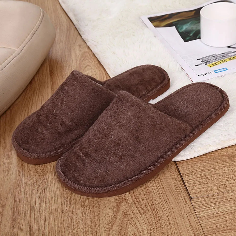 Men's Warm Plush Indoor Slippers – Non-Slip Soft House Shoes