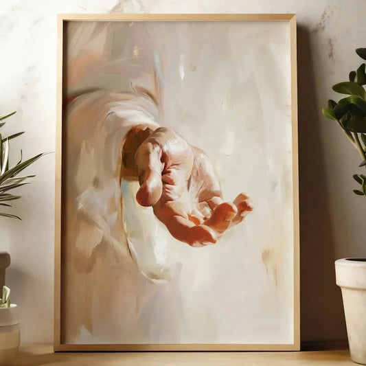 Jesus Christ Hands of Redemption Canvas Wall Art | Christian Decor Canvas Wall Art Peaceful Pleasures Health and Wellness A 20x30cm
