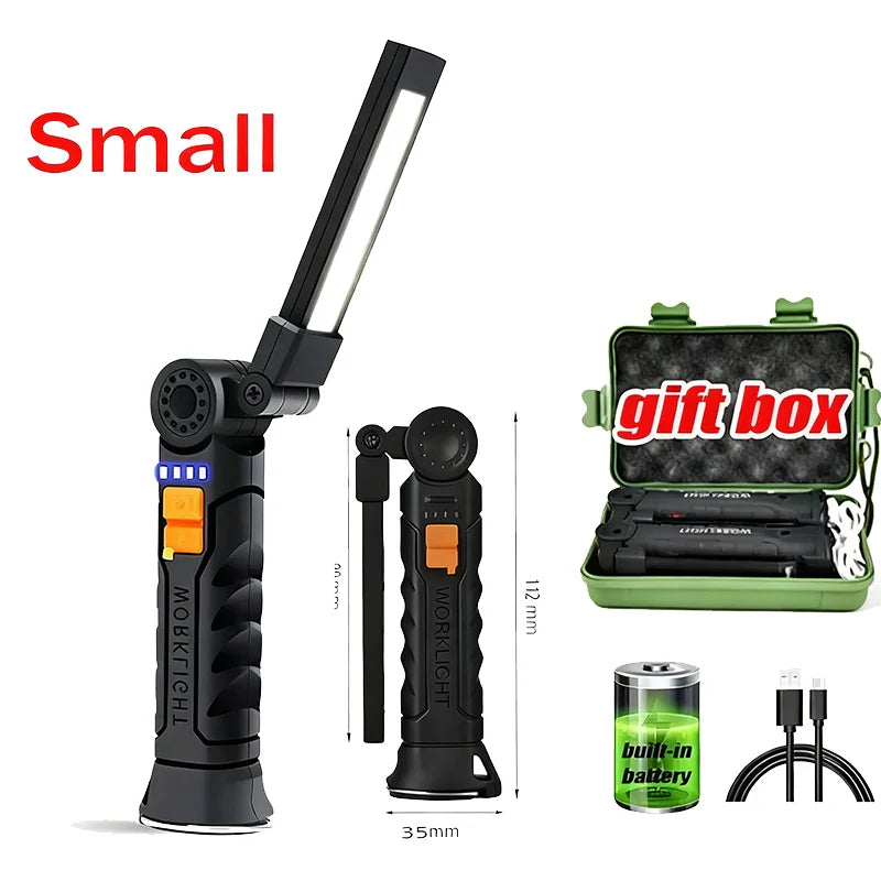 Portable COB LED Work Light – Magnetic, Hook, Rechargeable 350LM