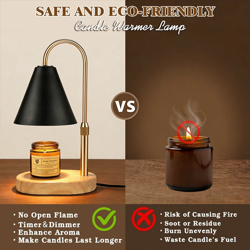 RUNTOIN Candle Warmer Lamp | Timer, Dimmer & Ironwork Shade