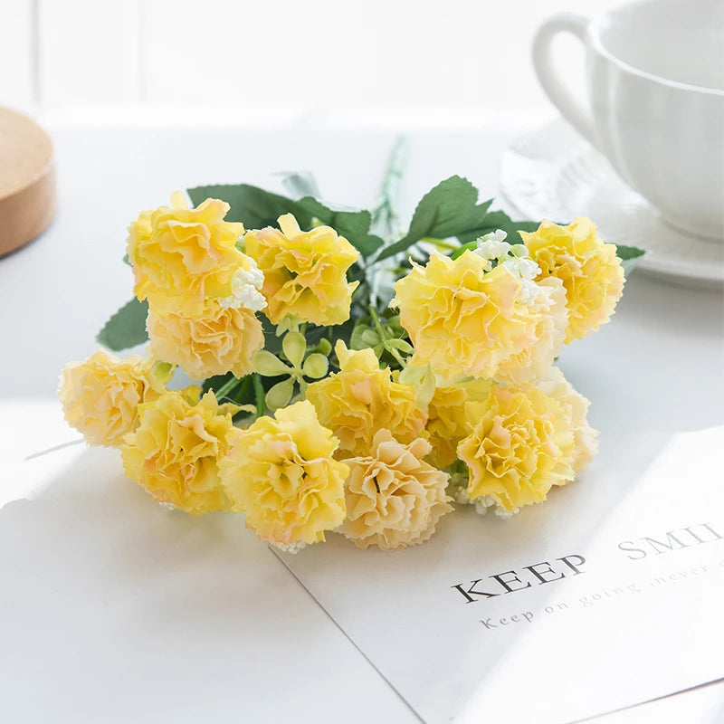 Artificial Silk Carnation Flowers 15-Head Wedding & Home Decor