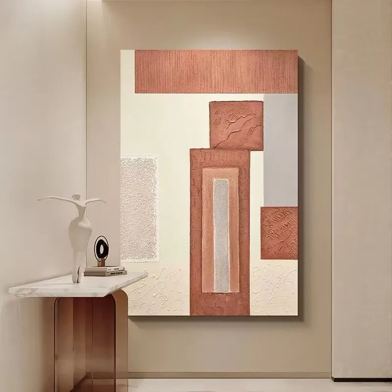 Modern Abstract Handmade Oil Painting, Abstract Geometry, Living Room Decoration, Corridor, Sofa Background, Hanging Painting Peaceful Pleasures Health and Wellness