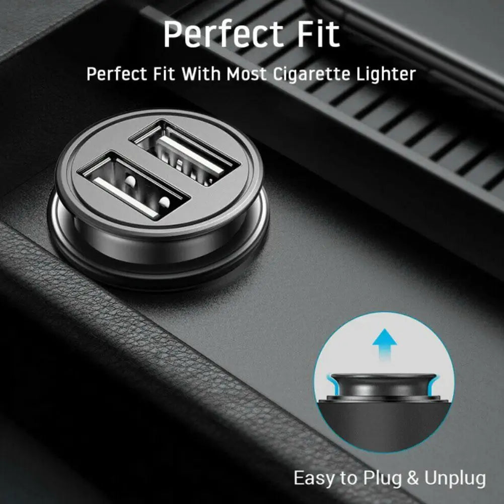 Dual USB Car Charger 5A Fast Charging 2-Port 12-24V Adapter