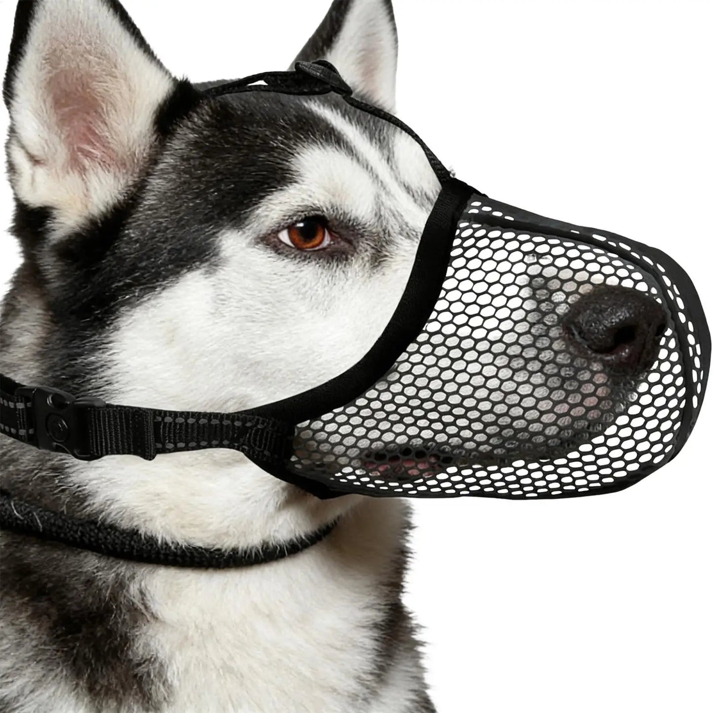 Breathable Mesh Dog Muzzle – Reflective, Adjustable S/M/L