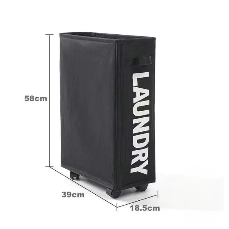 Large Foldable Laundry Basket with Wheels & Yoga Mat Storage