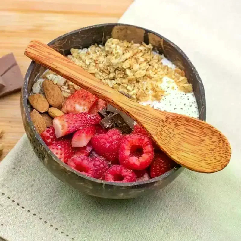 Natural Coconut Shell Bowl & Spoon – Eco-Friendly Kitchenware