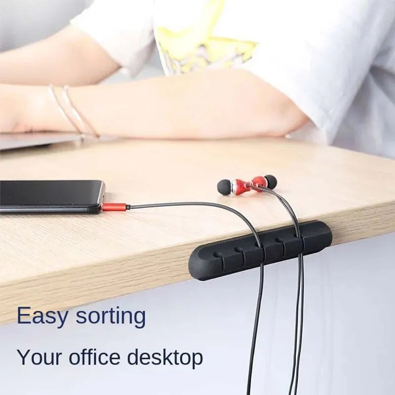 Silicone Self-Adhesive Desktop Cable Organizer & Cord Manager