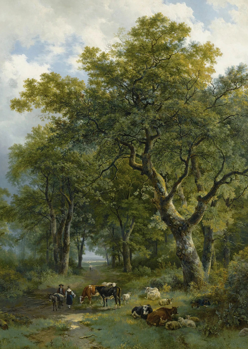 Vintage Rural Antique Animals Poster Cows in The Forest and Pasture Canvas Painting Farmhouse Wall Art Picture Office Home Decor Peaceful Pleasures Health and Wellness 2 50x70cm Unframed