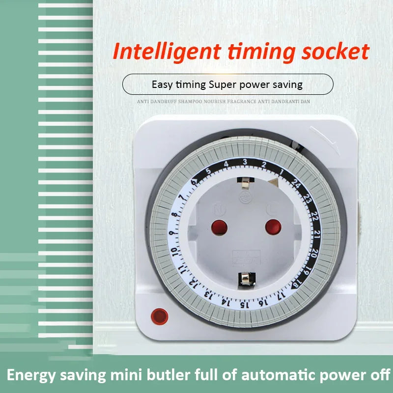 EU Plug 24-Hour Mechanical Timer Switch Smart Countdown Indoor Socket Automatic Power-Off Cycle Timing Switch Peaceful Pleasures Health and Wellness