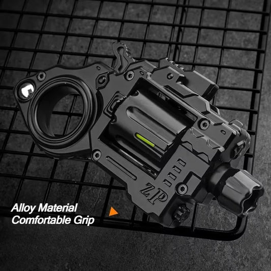 EDC Fidget Toy Alloy Revolver Ring Gun Fun Shooting Stress Relief Mini Metal Collectible Gun Model Fidget Spinner Boys Gifts Peaceful Pleasures Health and Wellness