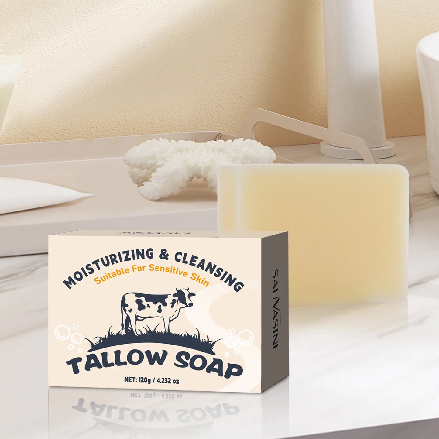 Handmade Beef Tallow Soap Bar 120g – Face & Body Sensitive Skin