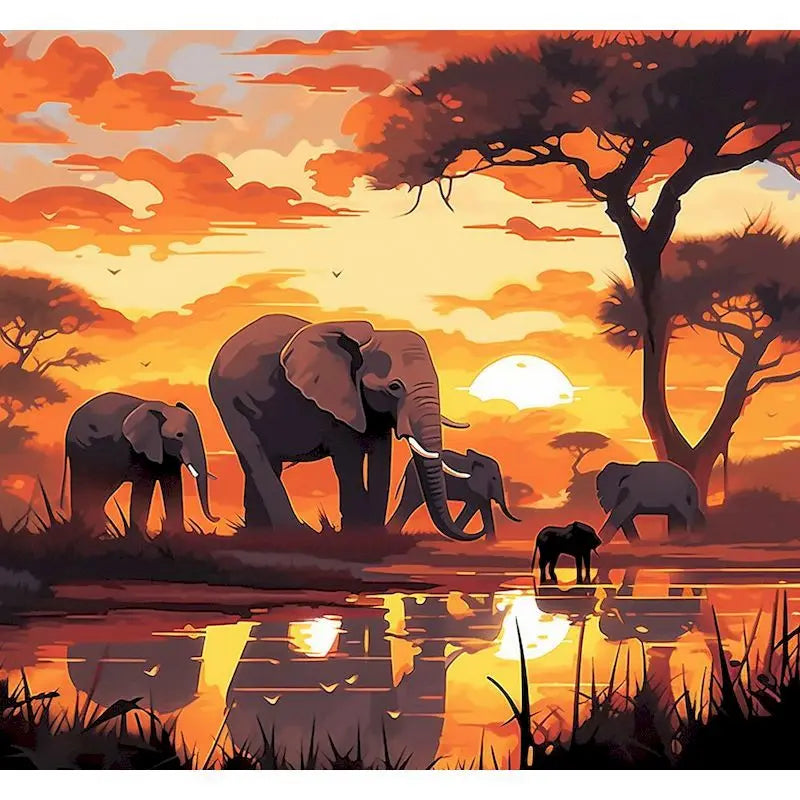 African Elephant Paint by Numbers Kit | 60×75cm Canvas Art
