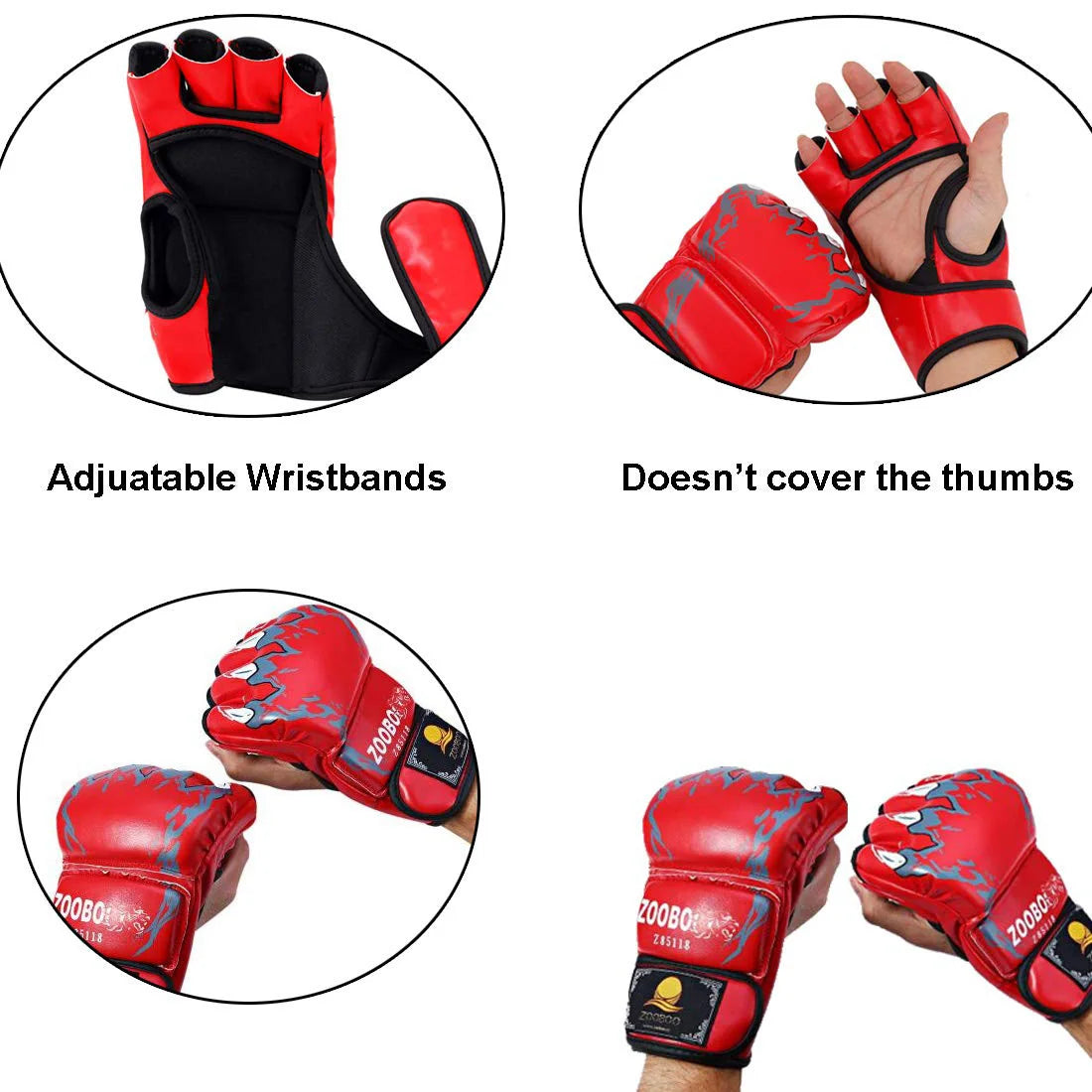 MMA Gloves Half-Finger for Men/Women for UFC Boxing Training Muay Thai Sparring Punching Bag Sanda Professional Fighting Mitts Peaceful Pleasures Health and Wellness